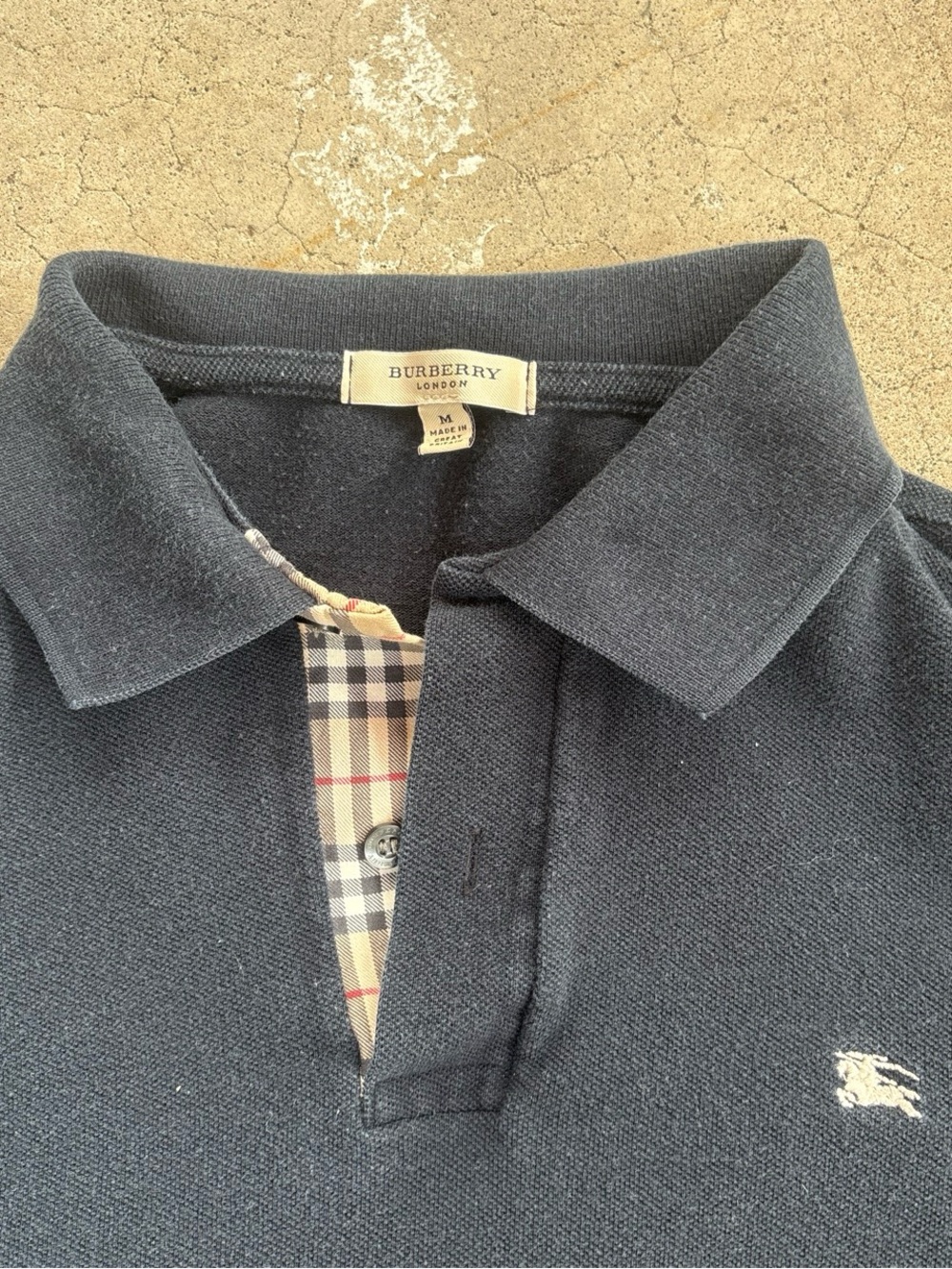 Vintage Burberry Black Nova Check Accent Polo Shirt